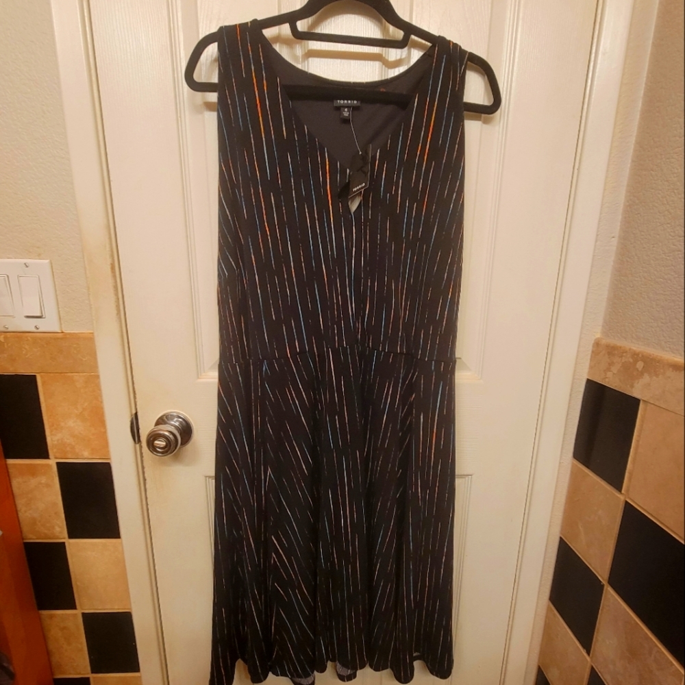 Torrid Key Hole Sleeveless Stripe Dress